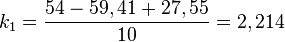k_1 = \frac{54-59,41+27,55}{10} = 2,214